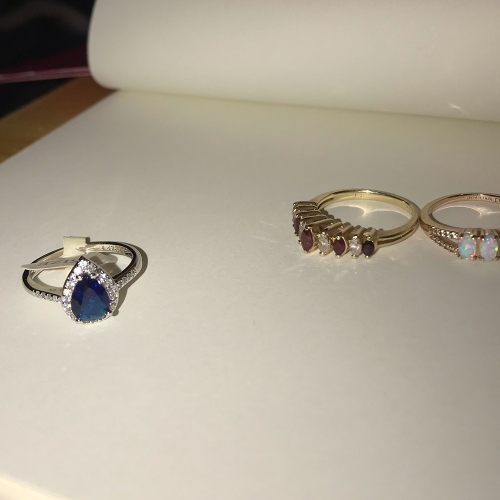 New Blue Sapphire 925 Sterling Silver white diamonds ring